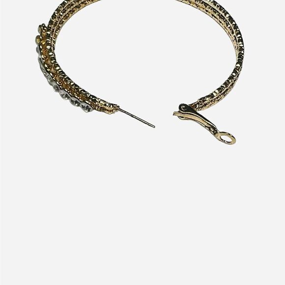 NWOT JTV Off Park Collection White Crystal Gold Tone Hoop Earrings - Picture 6 of 7